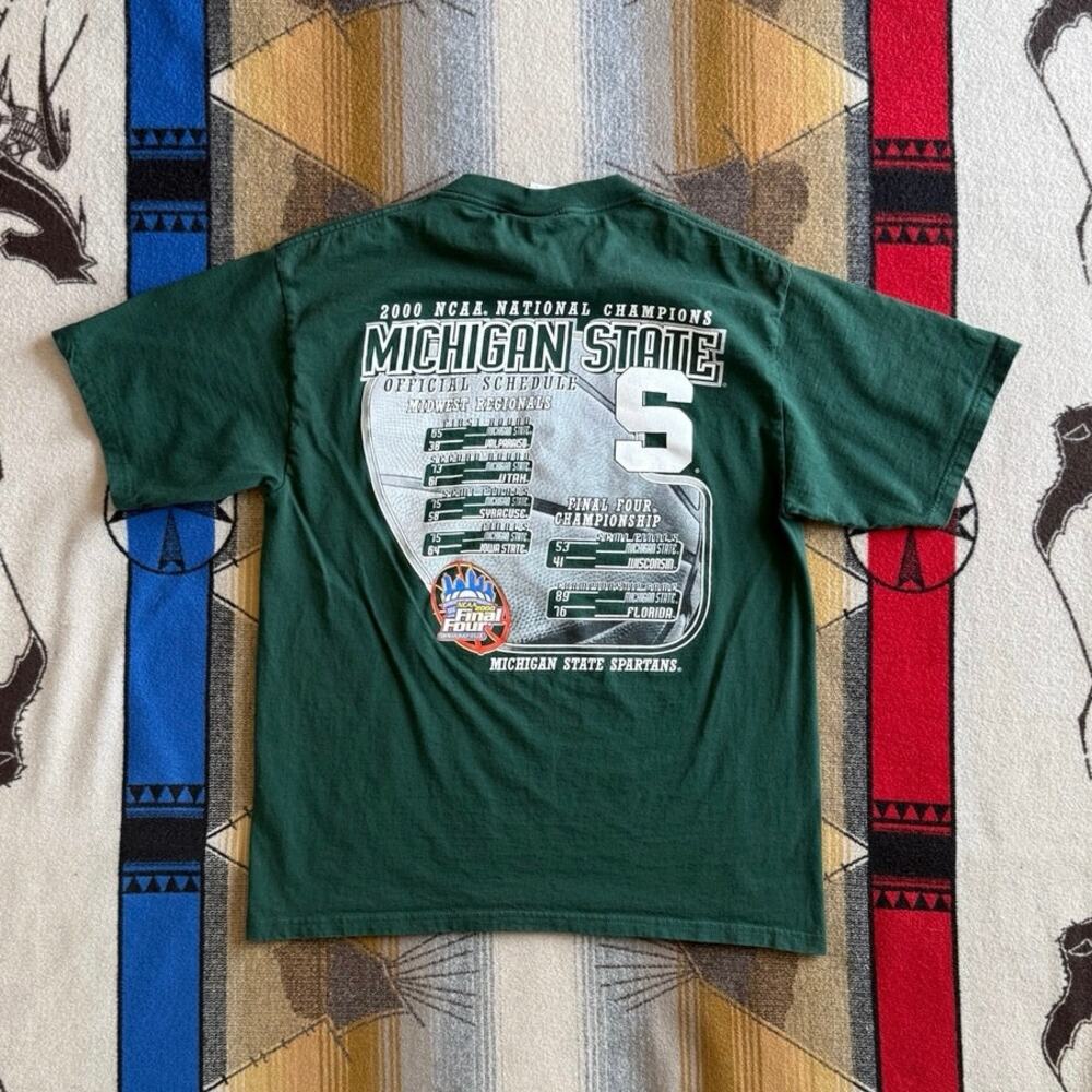 Vintage Michigan State Spartans 2000 Basketball Champions T-Shirt Size Large